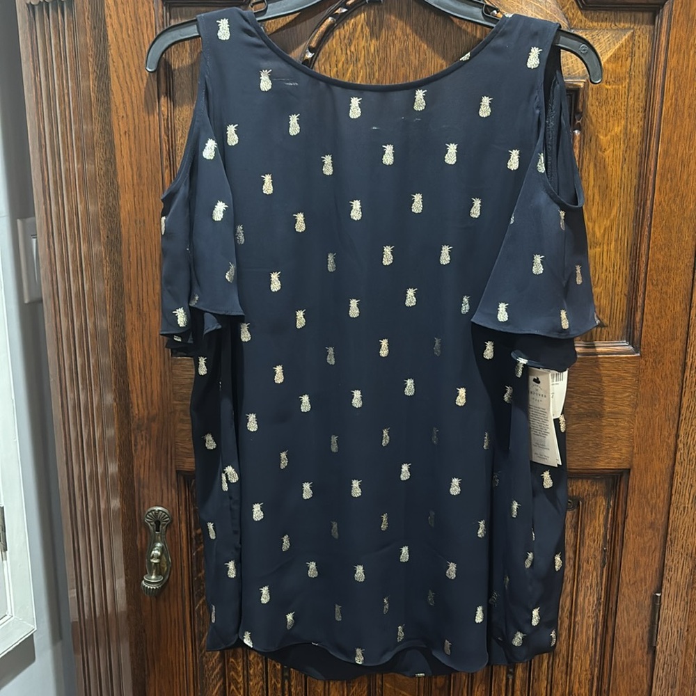 Brand New with Tags Cooper & Ella for Anthropologie Blouse Gold Pineapple Medium
